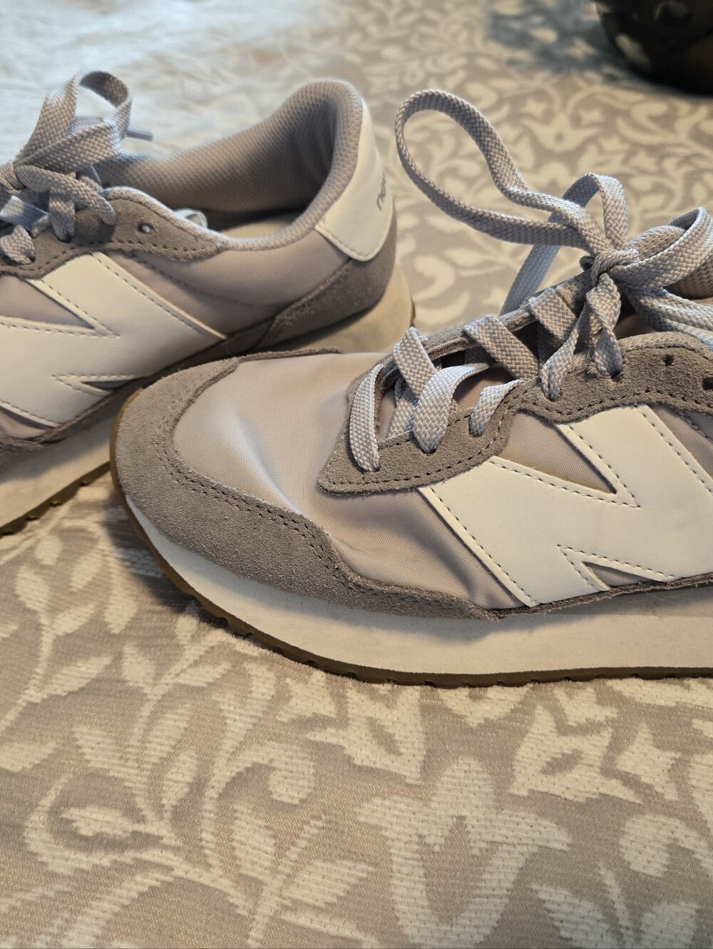 Womans Gray & White Athletic Sneakers - Classic Casual Style